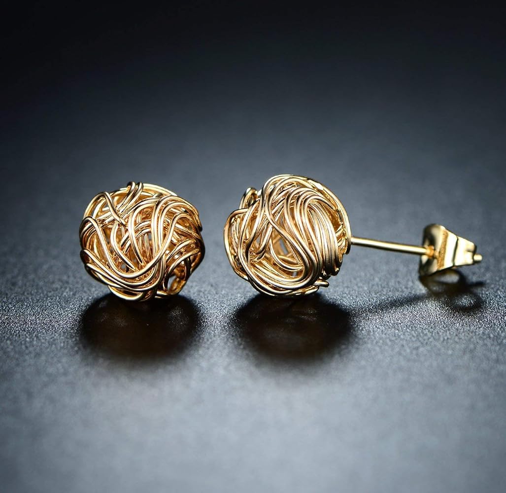 Amazon.com: Barzel 18K Gold Plated Woven Love Knot Stud